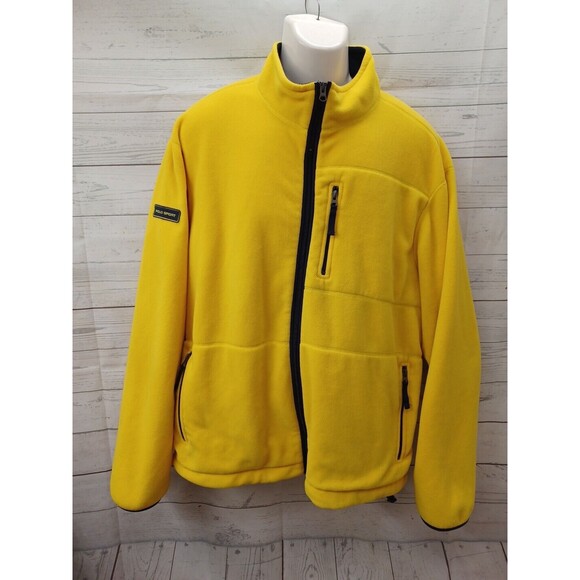 Ralph Lauren Polo Sport Mens Fleece Full Zip Sweater Top Yellow Zip Pockets XL - Picture 1 of 11